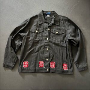 Black NCSU NC State Denim Jacket with Red logo Accents/XL